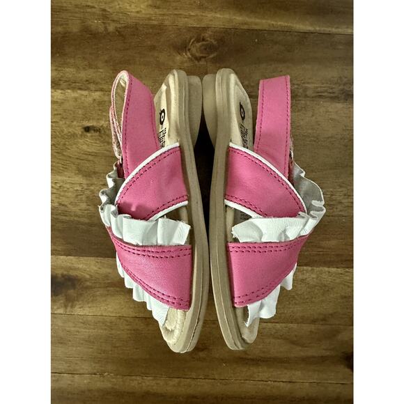 Old Soles Queen Ruffled Sandals Fuchsia Pink Snow White Leather Slingbacks 8 - Picture 3 of 9